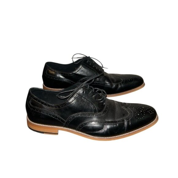 Stacy Adams Black Dunbar Wingtip Oxford Leather Lace Up Dress Shoes Size 13 M - Picture 1 of 8
